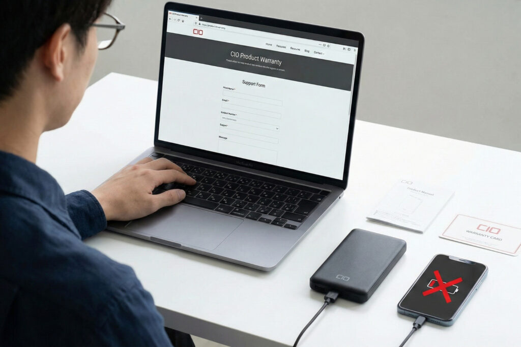 CIOのモバイルバッテリーが充電できない時の保証活用